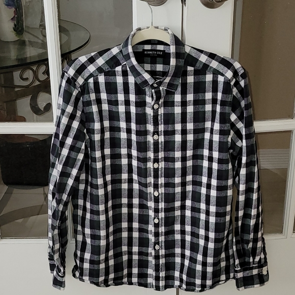 Kenneth Cole New York Green & Navy Flannel Shirt - Picture 12 of 12